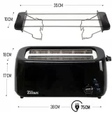 Prăjitor de Pâine Electric pentru 4 Felii, 1400W, 5 Trepte de Rumenire, Funcții de Decongelare și Reîncălzire