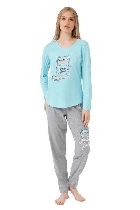 Pijamale damă cu  imprimeu Together Forever, Blue