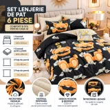 Set Lenjerie de Pat Dublu din Microfibră Premium, 6 Piese, Cearșaf 245x250 cm