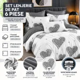 Set Lenjerie de Pat Dublu din Microfibră Premium, 6 Piese, Cearșaf 245x250 cm