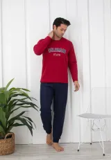 Pijama bărbați, vișiniu & bleumarin „COLORADO STATE” – material polar