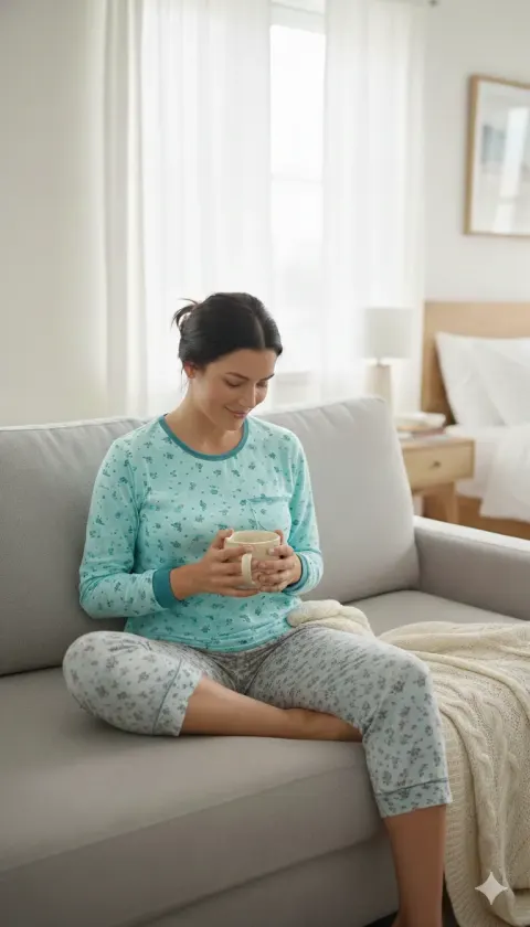 Pijama damă  mânecă lungă și pantaloni lungi verde
