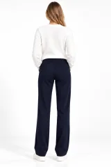 Pantaloni Damă Vătuiți cu Buzunare și Nasturi Decorativi, Bluemarin