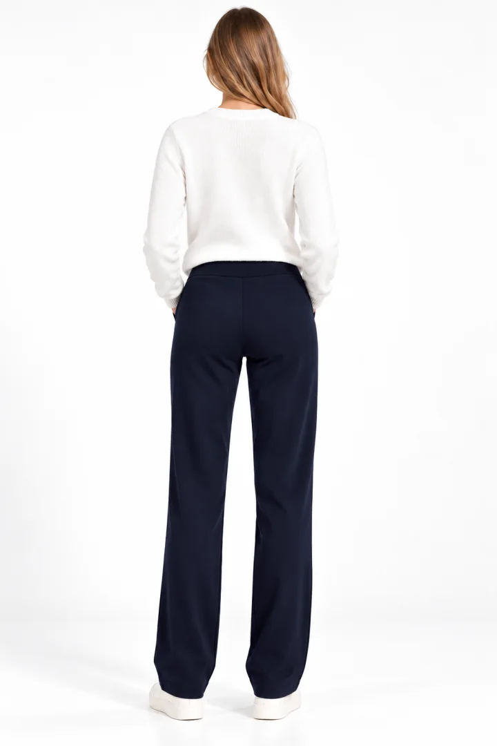 Pantaloni Damă Vătuiți cu Buzunare și Nasturi Decorativi, Bluemarin