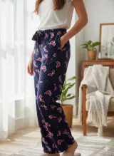Pantaloni Dama Polar , Bleumarin, cu Fluturi