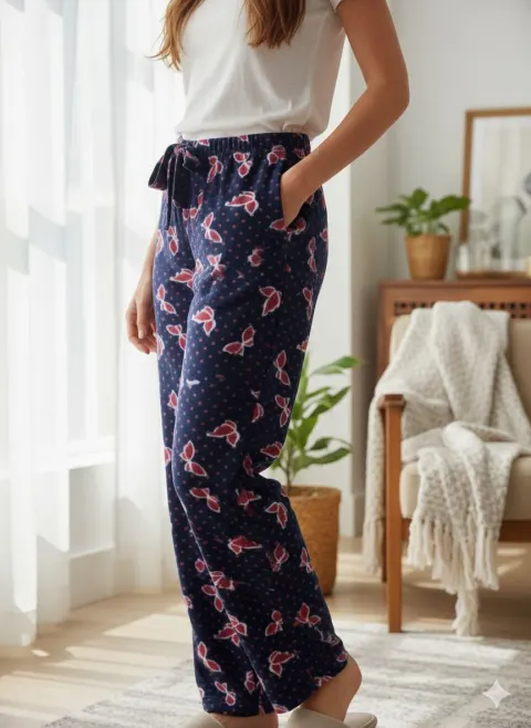 Pantaloni Dama Polar , Bleumarin, cu Fluturi