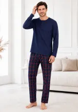 Pijama barbat blumarin cu carouri mici