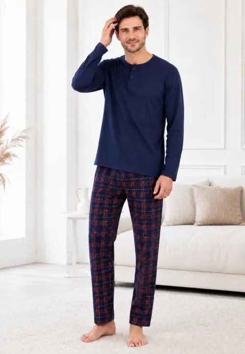 Pijama barbat blumarin cu carouri mici