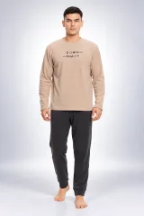 Pijama bărbați crem & gri închis „DON’T QUIT” – material polar