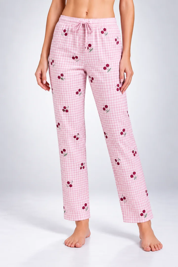 Pantaloni de pijama de dama ROZ cu CIRESE