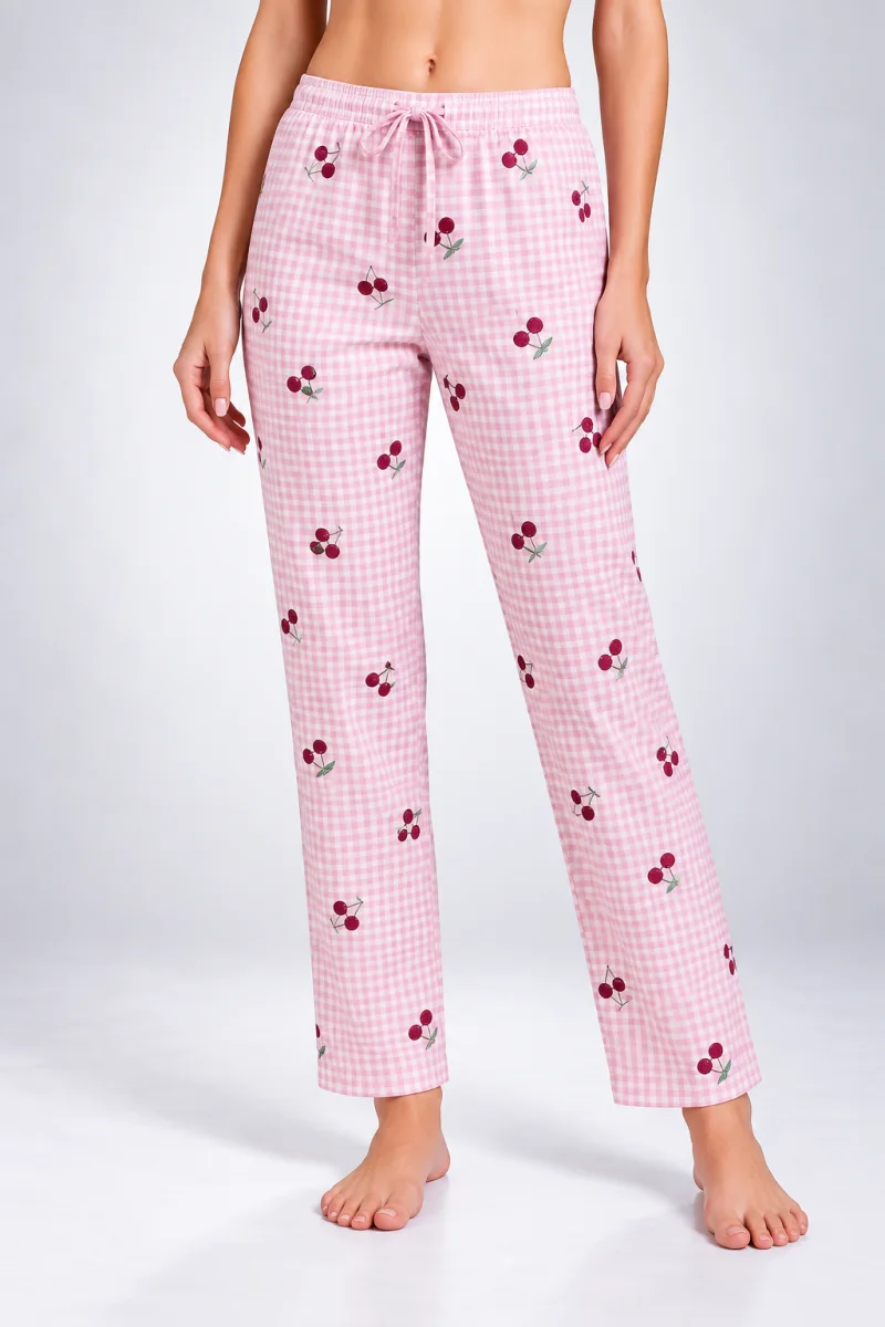 Pantaloni de pijama de dama ROZ cu CIRESE