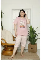 Pijama dama tricou roz cu imprimeu „Hello World”