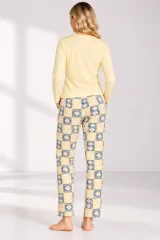 Pijama damă galben, cu mânecă lungă și pantaloni lungi