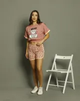 Pijama damă „Bear” din bumbac, maiou și short