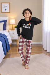 Pijama băieți „Conceput pentru distracție”, negru