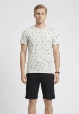 Pijama barbati din bumbac, crem