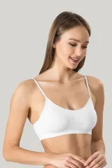 Bustieră damă Miss Fit elastică, cu bretele subțiri, bureți detașabili și design fără cusături, alb