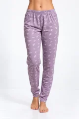 Pantaloni de pijama damă Big Size, mov cu flori