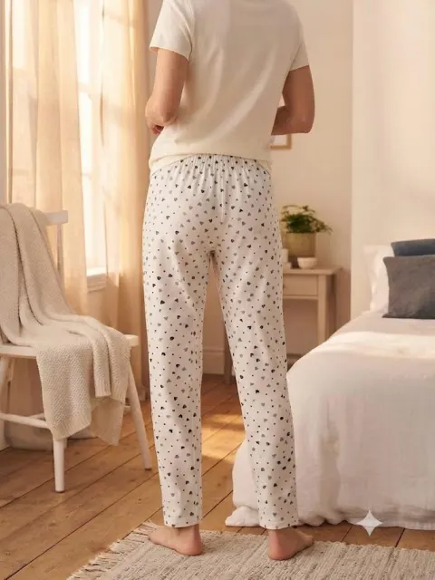 Pantaloni de pijama de dama imimioare mici NEGRE