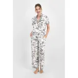 Pijama Dama – Bluza cu Nasturi și Imprimeu Leopard