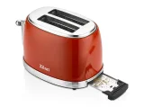Prăjitor de Pâine Electric Retro, 850W, 2 Felii, 6 Trepte de Rumenire, Decongelare și Reîncălzire, Roșu