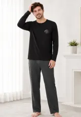 Pijama barbat negru cu gri