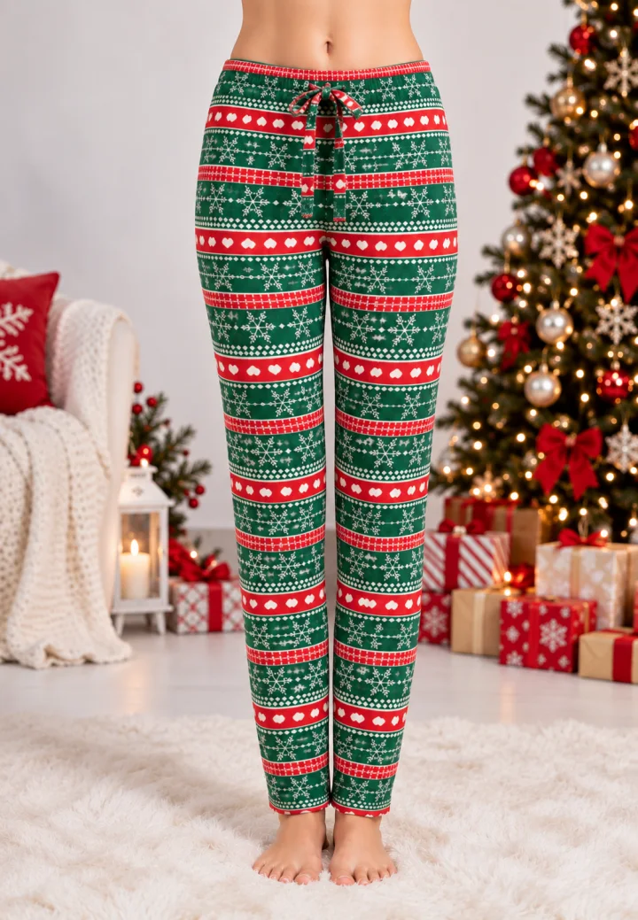 Pantaloni de Pijama Damă de Crăciun din 100% Bumbac