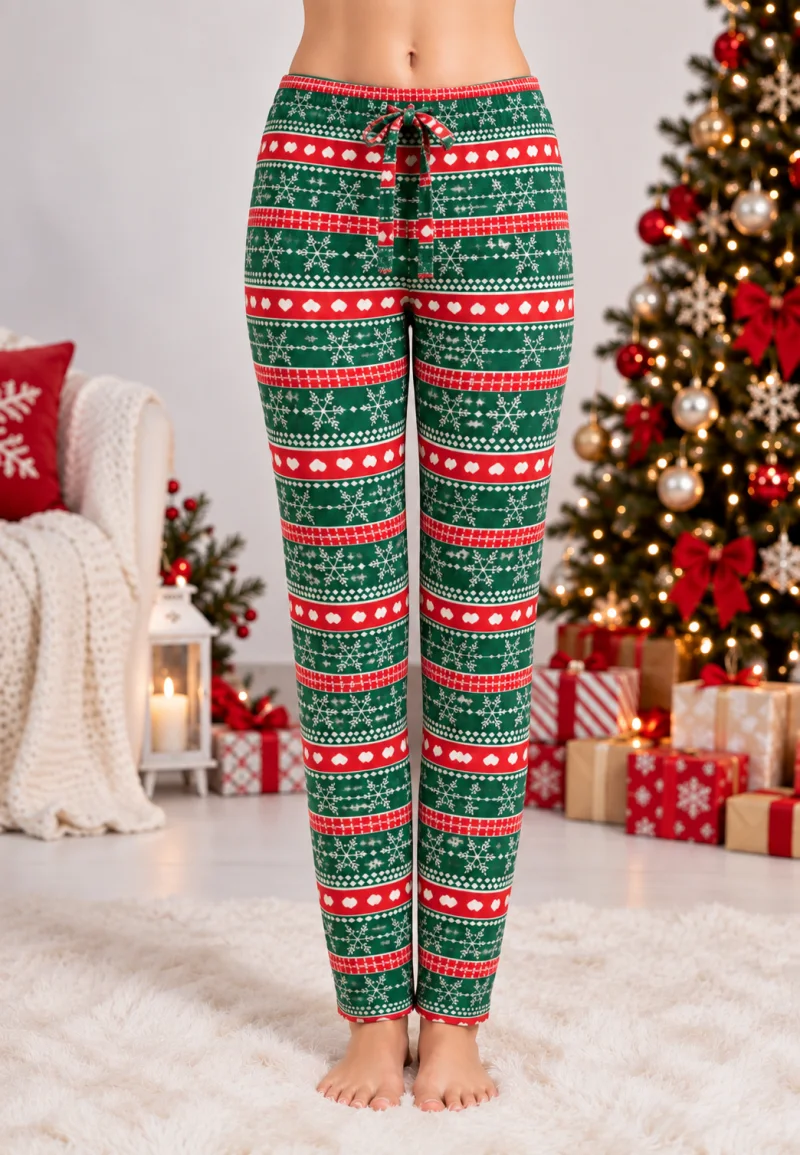 Pantaloni de Pijama Damă de Crăciun din 100% Bumbac