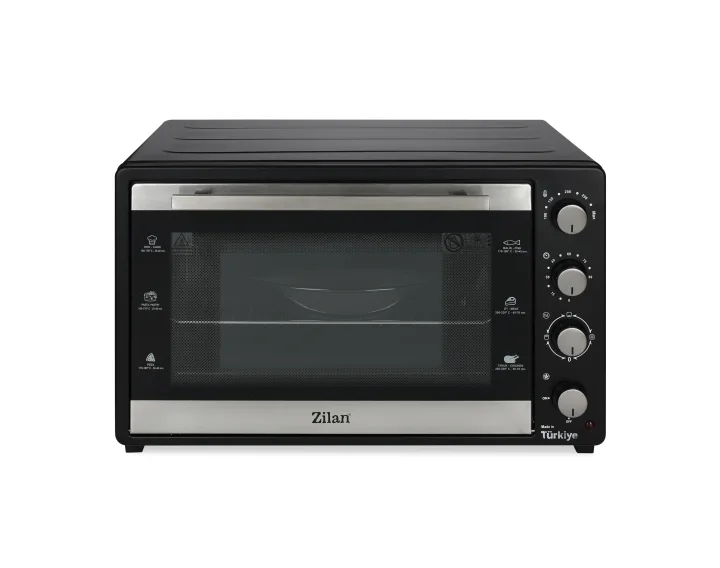 Cuptor Electric 80L, 2500W, cu Convecție și Ventilator, Temperatură Reglabilă până la 250°C, Timer 90 Minute, Geam Dublu