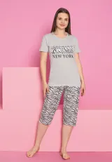 Pijama damă bumbac, imprimeu NEW YORK