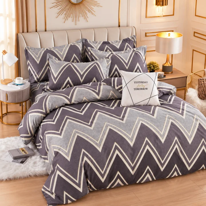 Set Lenjerie de Pat Dublu din Microfibră Premium, 6 Piese, Cearșaf 245x250 cm