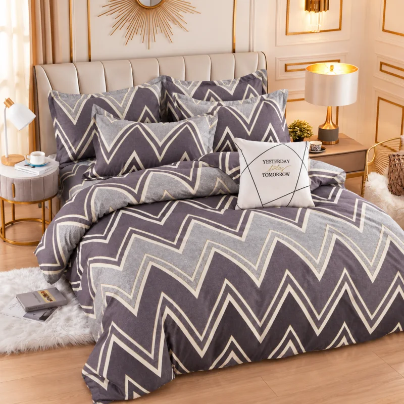 Set Lenjerie de Pat Dublu din Microfibră Premium, 6 Piese, Cearșaf 245x250 cm