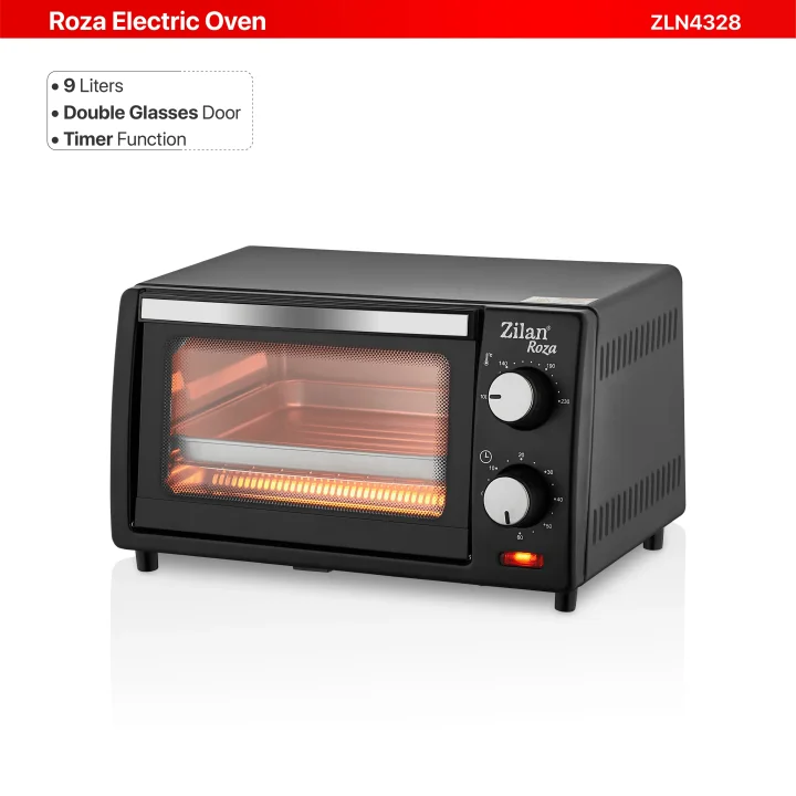 Mini Cuptor Electric 9L, 800W, Timer 60 Minute, 3 Funcții de Încălzire, Temperatură Reglabilă până la 230°C, Geam Dublu