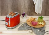 Prăjitor de Pâine Electric Retro, 850W, 2 Felii, 6 Trepte de Rumenire, Decongelare și Reîncălzire, Roșu