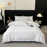 Lenjerie de Pat 100% Bumbac Damasc Deluxe, 6 Piese, Cearșaf cu Elastic 180x200 cm, Husă Pilotă 200x230 cm
