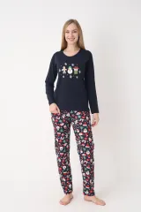 Pijama damă de Crăciun cu mânecă lungă și pantaloni lungi