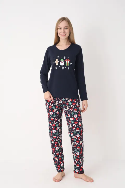 Pijama damă de Crăciun cu mânecă lungă și pantaloni lungi