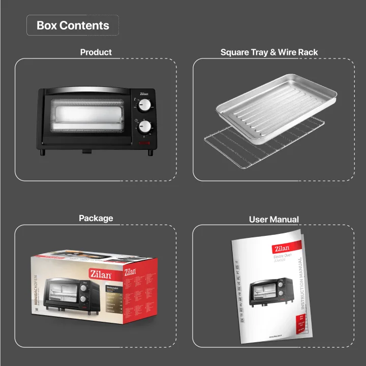 Mini Cuptor Electric 9L, 800W, Timer 60 Minute, 3 Funcții de Încălzire, Temperatură Reglabilă până la 230°C, Geam Dublu