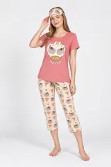 Pijama Dama din Bumbac  „I Love Pizza” , roz