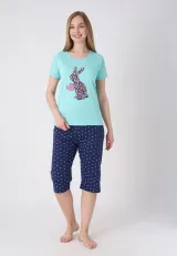 Pijama damă cu model de Paște, verde