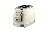 Prăjitor de Pâine Electric Retro, 850W, 2 Felii, 6 Trepte de Rumenire, Decongelare și Reîncălzire, Crem