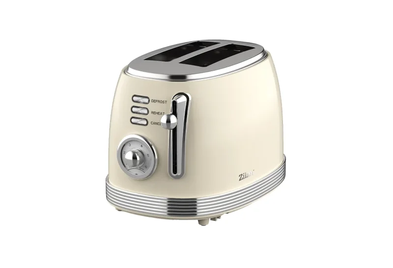 Prăjitor de Pâine Electric Retro, 850W, 2 Felii, 6 Trepte de Rumenire, Decongelare și Reîncălzire, Crem