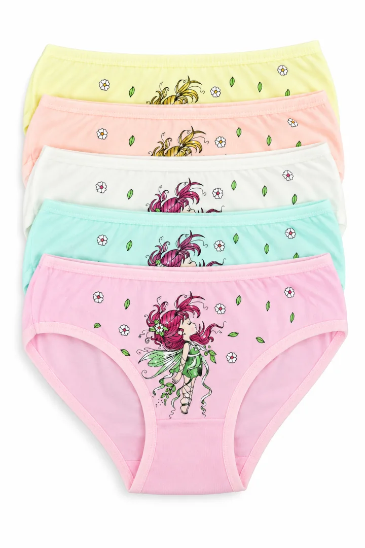 Set 5 Chiloți Fetițe din Bumbac – Culori Diverse