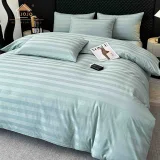 Lenjerie de Pat 100% Bumbac Damasc Deluxe, 6 Piese, Cearșaf cu Elastic 180x200 cm, Husă Pilotă 200x230 cm