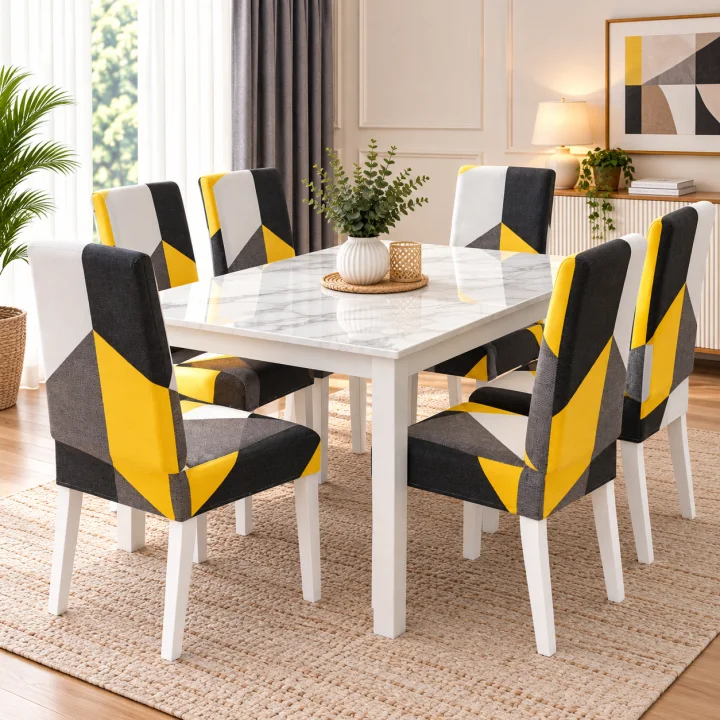 Set 6 Huse Elastice pentru Scaune, Microfibră Premium, cu Elastic, Protecție și Design Elegant