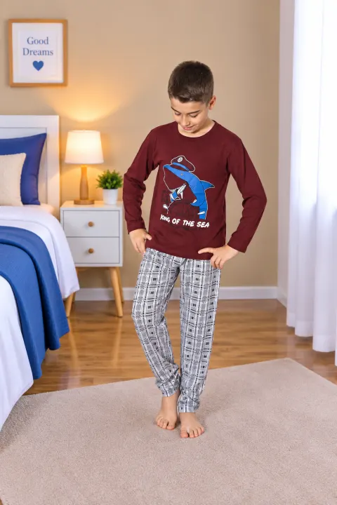 Pijama băieți „King Of The Sea”, roșu