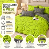 Set Lenjerie de Pat Dublu din Microfibră Premium, 6 Piese, Cearșaf 245x250 cm