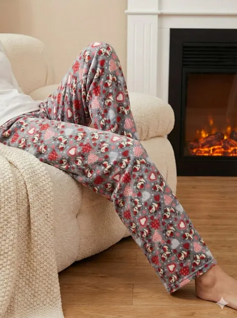 Pantaloni Dama Polar , Gri, cu Pisicuțe
