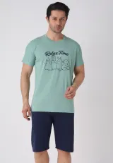 Pijama bărbați Paște, Verde–  pantaloni 3/4