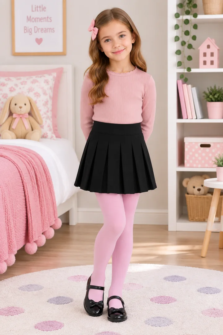Dres fetițe Penti Pretty „Bamboo” 160 DEN – mat, opac, roz